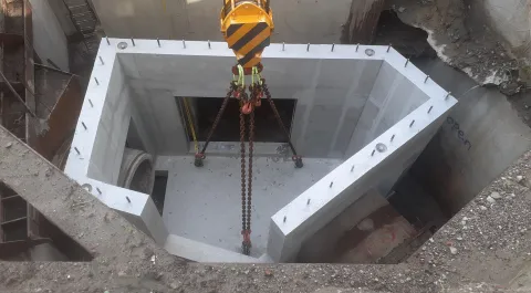 Header bijzondere 5-hoekige put Martens prefab beton
